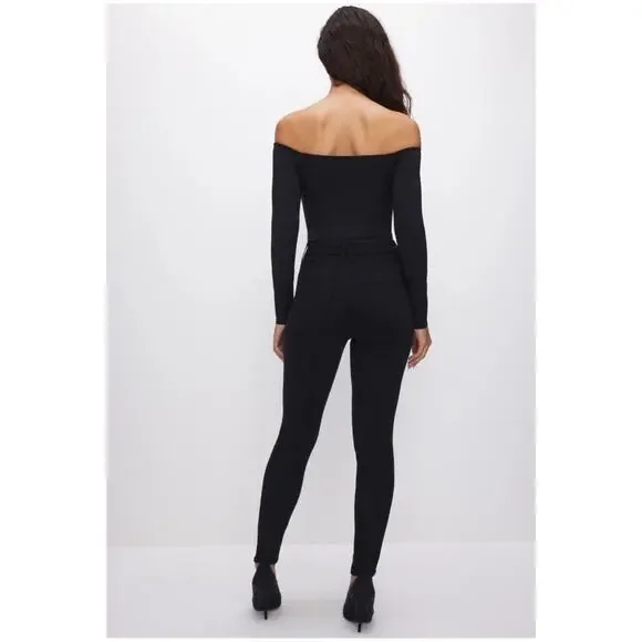 Good American Women’s Sz 29 Black High Rise Good Legs Jeans Stretch Denim - Picture 2 of 16